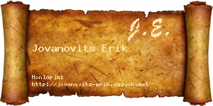 Jovanovits Erik névjegykártya